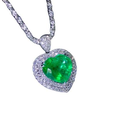 China CLASSIC Customize Jewelry Fine Solid 14K 18K White Gold Jewelry Sets Rare Gemstone Emerald Pendants Accessories Vivid for sale