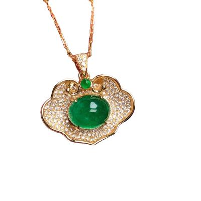 China OEM Vintage Factory Price 14K 18K Solid Gold Jewelry Sets ODM Emerald Pendants Charms For Women Necklace for sale