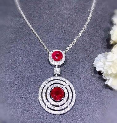 China Wholesale Price 14K 18K Solid Gold CLASSIC Jewelry Sets Natural Gemstone Ruby Pendants Customize Women's Necklace Pendants for sale