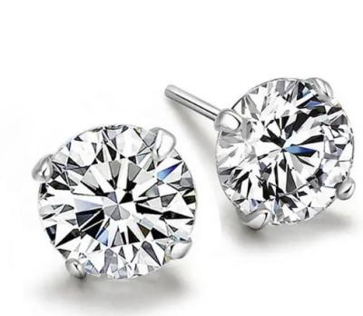 China 2023 latest test passed factory price new silver earings CLASSIC design with color D moissanite 5mm diamond earrings solid silver 6.5mm for sale