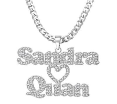 China CLASSIC Bling Personalized Iced Out Name Plate Pendant Customized Letter Name Necklace Factory Price CZ Chain Necklace For Women Men Jewelry for sale