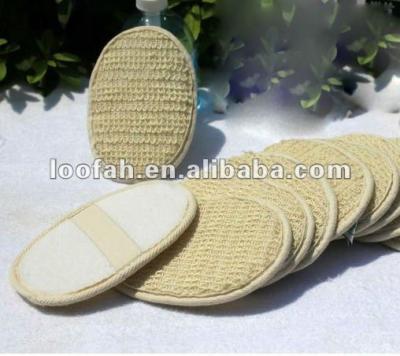 China Eco-friendly Healthy Simple Oval Shape ILIKE Brand Loofah Two Side Sewn Loofah Slices Egyptian Loofah With Ramie +terry Bath Brush HHLHHL-061scrub for sale