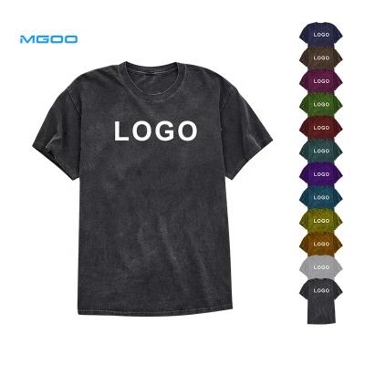 China Custom Anti Shrink Anti Shrink Printed Mock Neck Oversized Vintage Washed T Shirts Mens Plain Heavy Cotton T-Shirts for sale