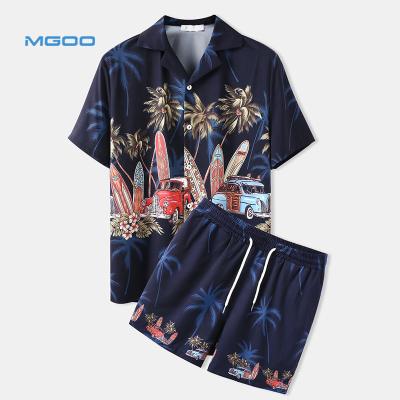 China Amazon Wish Ebay Anti-pilling Casual Short Sleeve Tops Hot Sale Anti-pilling Beach Printing Floral Clothing Shirts for sale