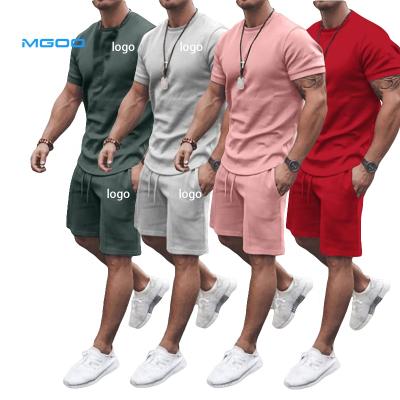 China Wholesale New Summer Men's Casual Shorts Anti-Wrinkle Sets Short Sleeve T-shirt Shorts Set Solid Mens Tracksuit Brand Clothing 2 Piece Sets for sale