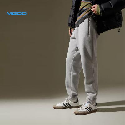 China MGOO Men Cotton Carrot Flat Flat Sports Sweatpants Sheer Heavy Fleece Gray Jogger for sale