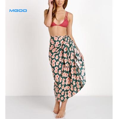 China Custom Breathable Breathable Viscose Printing Floral Beach Sarongs Pareo Skirt Dress Cover Up Beach Dress Multi Use for sale