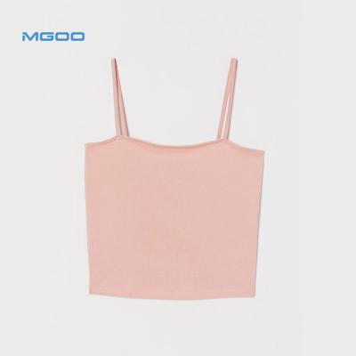 China Custom Cropped Stretch Anti-Shrink Cami Ladys Vest Top Pink Color Anti-Shrink MGOO Cotton for sale