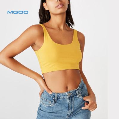 China MGOO Ginger Yellow Bright Cotton Straight Cropped Anti-Shrink Edge Tank Top Women for sale