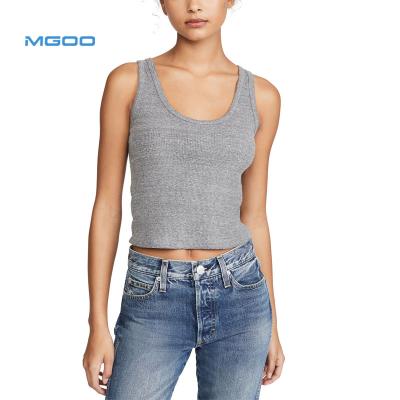 China Custom Women's Anti-Shrink Single Tank Ladies MGOO Solid Color Vest Cotton Ribbed Cropped Superior for sale