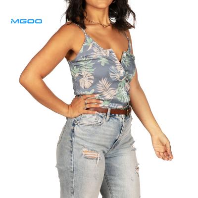 China MGOO Anti-Shrink Spaghetti Strap Floral Print Anti-Shrink Over A Button Front Women's Bahama Mom Hawaiian Tank Top for sale