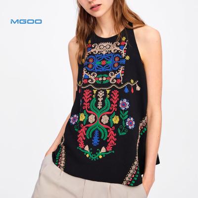 China Custom Women's Front Print Sleeveless Anti-Shrink Anti-Shrink Contrast Summer T-Shirt Beach Tops for sale