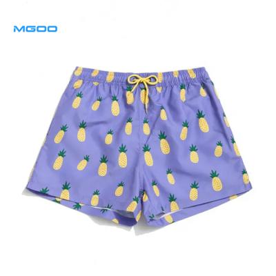 China Anti-Wrinkle Anti-Wrinkle MGOO Custom Make Elastic Waist Quick-drying Pineapple Printing Womens Shorts Women Girls Beach Abbreviations for sale