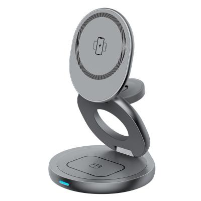 China Zinc Alloy 3 In 1 Folding Wireless Charger Stand For Phone Watch And Earphone for sale