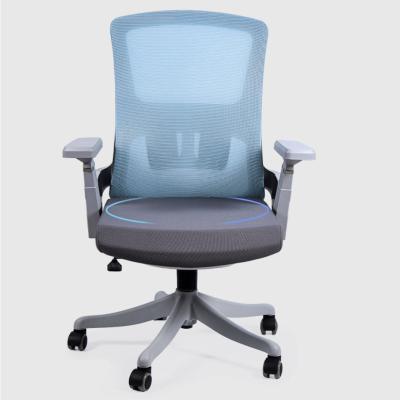 China Custom Comfortable Blue Stainless Steel Adjustable Lift Wheels Ergonomic (Height) Custom Office Chair for sale