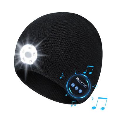 China Hat Earphone Wireless Earphone Knit Hat Beanie Built-in BT Stereo Speakers LED Lighted Hat Earphone Smart Hat Outdoor Sport for sale