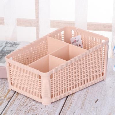 China Modern Open Top Cosmetics Stationery Container Basket Storage Household Goods Organizer Desktop Plastic for sale