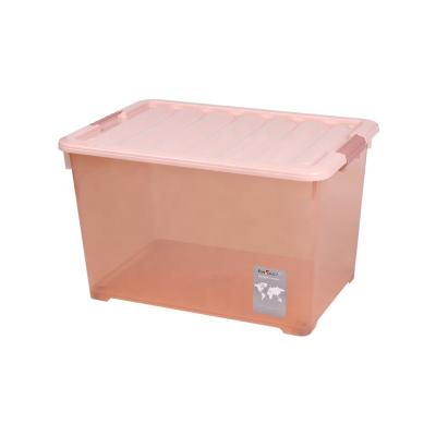 China Wholesale Sustainable Box Solid Color Lid PP Plastic Storage Boxes&Bins With Wheels for sale