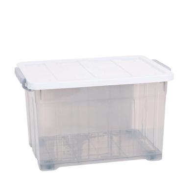 China Hot Sales Viable Transparent Toy Storage Box Stackable Plastic Clear Storage Box With Wheels for sale