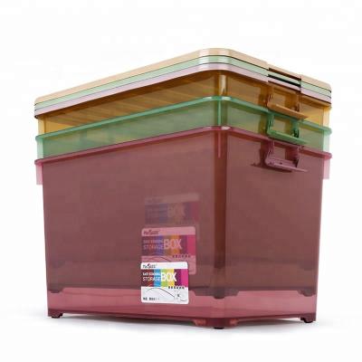 China Large Sustainable Capacity 15-128L Clothes Stackable Clear Plastic Toy Storage Boxes With Wheels for sale