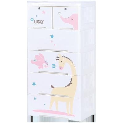 China High Quality Multilayer Baby Kids Storage Drawer PP Plastic Cabinet With Wheels And Lock for sale