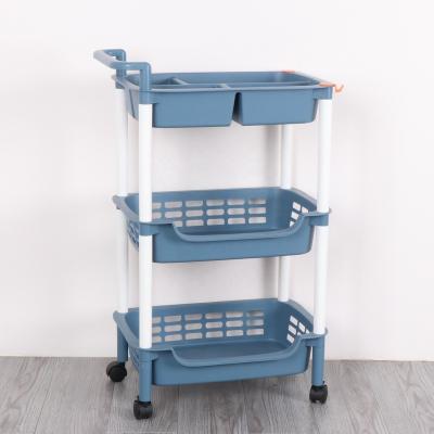 China Modern Household Kitchen Plastic Storage Trolley Multilayer Movable Storage Trolley With Wheels for sale