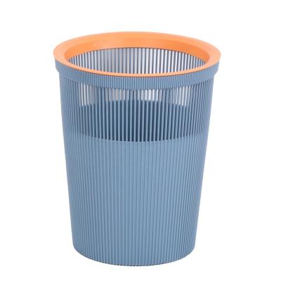 China Sustainable New Style Waste Paper Basket Waste Basket Multicolor Open Top Plastic With Pressing Ring for sale