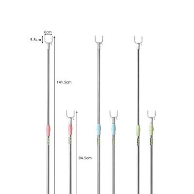 China Adjustable Household Durable Stainless Steel Plastic Clothes Laundry Hanging Pole Fork for sale