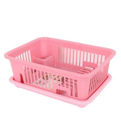 China Factory Price Sustainable Tableware Storage Dish Drain Rack Kitchen Dish Rack Plastic With Tray for sale