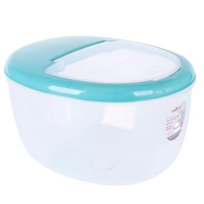 China New Design Freshness Preservation Oval Shape Transparent Multicolor Cover Flip Up Rice Bucket Plastic Storage Box for sale