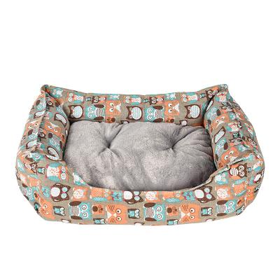 China Winter Viable Printing Warm Pet Nest Pet Beds Wholesale Wholesale High Quality Plush Cat Bed for sale