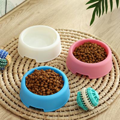 China Wholesale Viable Pet Round Small Bowl Plastic Three-color Spot Cat and Dog Food Bowl High Quality Portable Pet Feeding Bowl for sale