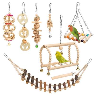 China Viable Bird Toy Set Parrot Chewing Toy Environmentally Friendly Healthy Wooden Pet Toys Set for sale