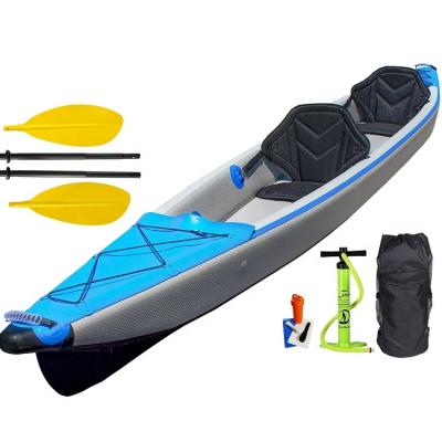 China Lightweight High Density Drop Stitch PVC Full Drop Point Fishing Canoe Foldable 4.70m Double Seater Inflatable Kayak for sale