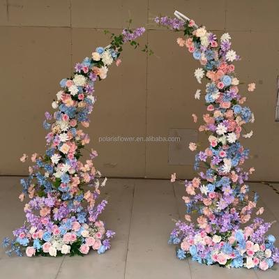 China New Customized Artificial Flower Arrangement Wedding Decorations Free Standing Flower Arch Fashionable For Wedding Arch Wedding Floral Arch for sale