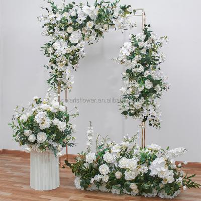 China Fashionable Wedding Decorations Wedding Panel Rose White Flower Set Backdrop Frame Display Orchid Flower Decor for sale