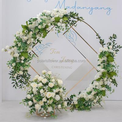 China Fashionable White Green Wedding Floral Flowers Arch Wedding Decoration Flower Ball Row Table Runner Artificial Silk Flower Wedding Decorations for sale