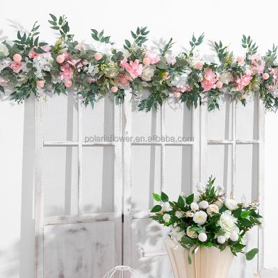 China Wholesale Hydrangea Fashionable Wedding Rose Flower Runner Row Decorations Wedding Layout Table Artificial Flower Runner Along for sale