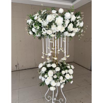 China Wholesale White Rose Artificial Flower Ball Wedding Decorations Fashionable Wedding Guide Bouquet Table Centerpiece Decoration for sale