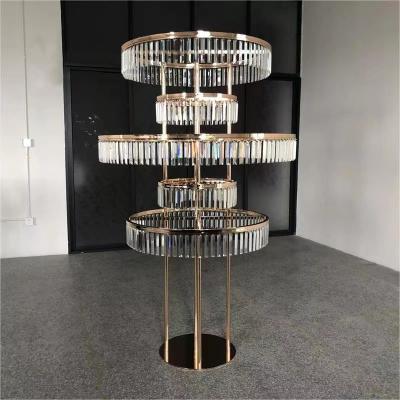 China Fashionable Tiered Wedding Decorations Gold Flower Stand Artificial Flower Stand Event Table Decoration 5 Large Round Modern for sale