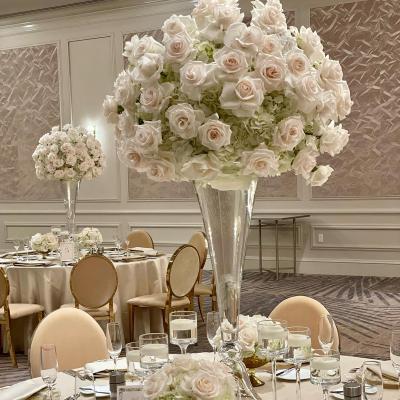 China Wedding Decorations Wedding Centerpiece 80cm -100cm Fashionable Tall Glass Stem Vase For Flower Arrangement for sale