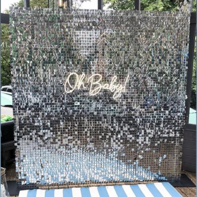 China Fashionable Wedding Decorations Birthday Party Gold Silver Shimmer Sequin Wall Panel For Wedding Backdrop for sale