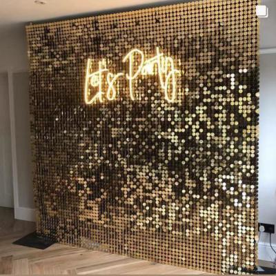 China Fashionable Wedding Decorations Party Decoration Gold Wedding Shimmer Sequin Backdrop Panels Wall for sale