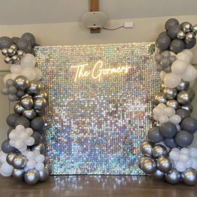 China Fashionable Wedding Decorations Glitter Gold Silver Panel Sequin Shimmer Wall Wedding Event Backdrop for sale