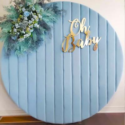 China Fashionable Wedding Decorations Party Event Circle Blue Velvet Backdrop Fabric Wedding Decoration for sale