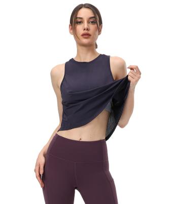 China Shirts & Back Seamless Up-to-date Sleeveless Loose Cross Breast Support Yoga Vest Slim Shoulder Tops Shorts Sleeves Fitness Suit for sale