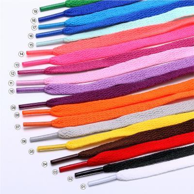 China Fashion good quality flat custom flat shoe lace up 8 mm 0.5-1.8m wide length, wholesale 29 colors custom flat laces for sale