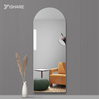 China Hot Selling Minimalist Yishare Contemporary Nordic Style Full Mirror Frameless Arched Wall Mounted Dressing Mirrors Long for sale