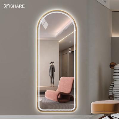 China Art Decor YISHARE Large Arched Antique Aluminum Alloy Full Framed Mirror for sale