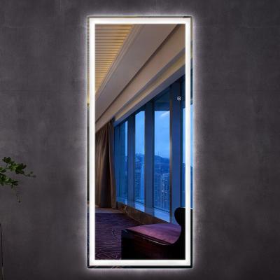 China Yishare Magnifying Led Full Body Mirror Hotel Bedroom Decoration Living Room Wall Mounted Luminous Smart Led Dressing Mirror With Light for sale